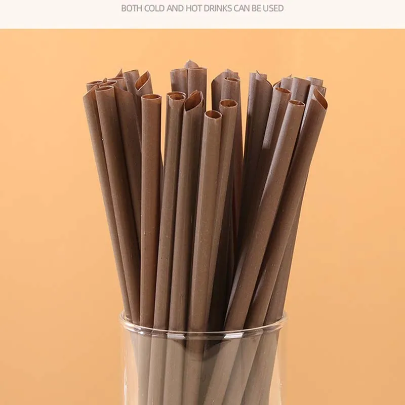 Fully Biodegradable Coffee Straws - Disposable Individually Wrapped Eco-Friendly Brown Straws for Branded Coffee