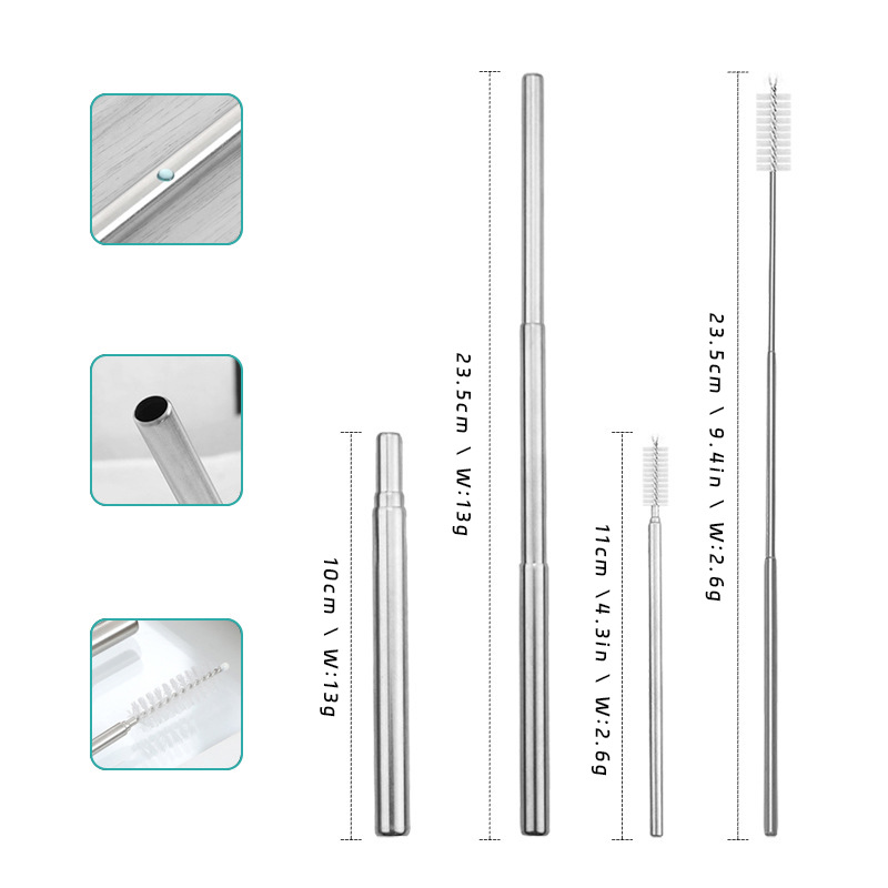 New Style Creative Stainless Steel Telescopic Straws - Portable & Recyclable Round Straws | Factory Direct Sale