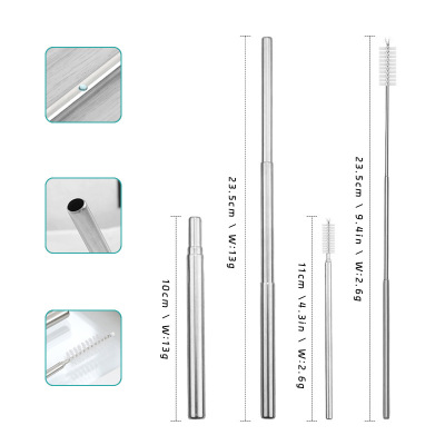 New Style Creative Stainless Steel Telescopic Straws - Portable & Recyclable Round Straws | Factory Direct Sale 02