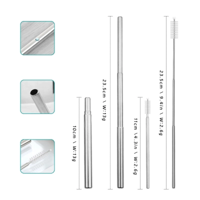 New Style Creative Stainless Steel Telescopic Straws - Portable & Recyclable Round Straws | Factory Direct Sale 02