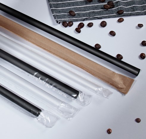 Compostable Straw Black Clear Long Straw Kraft Paper Material Straw