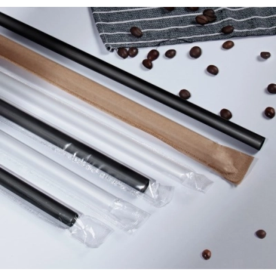 Compostable Straw Black Clear Long Straw Kraft Paper Material Straw 01