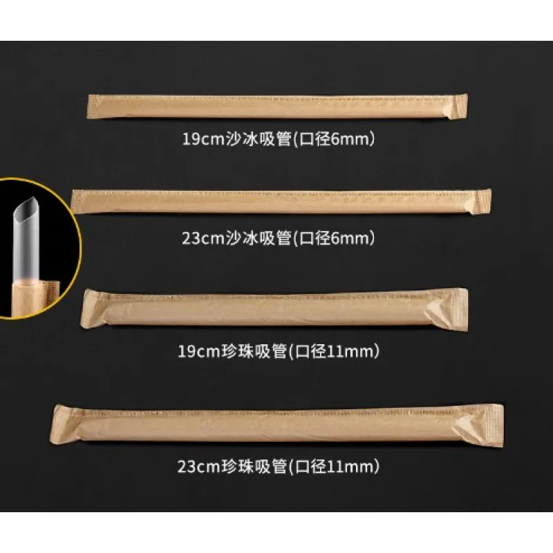 Compostable Straw Black Clear Long Straw Kraft Paper Material Straw