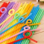 Colorful retractable disposable straws with various shapes