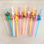 Colorful retractable disposable straws with various shapes
