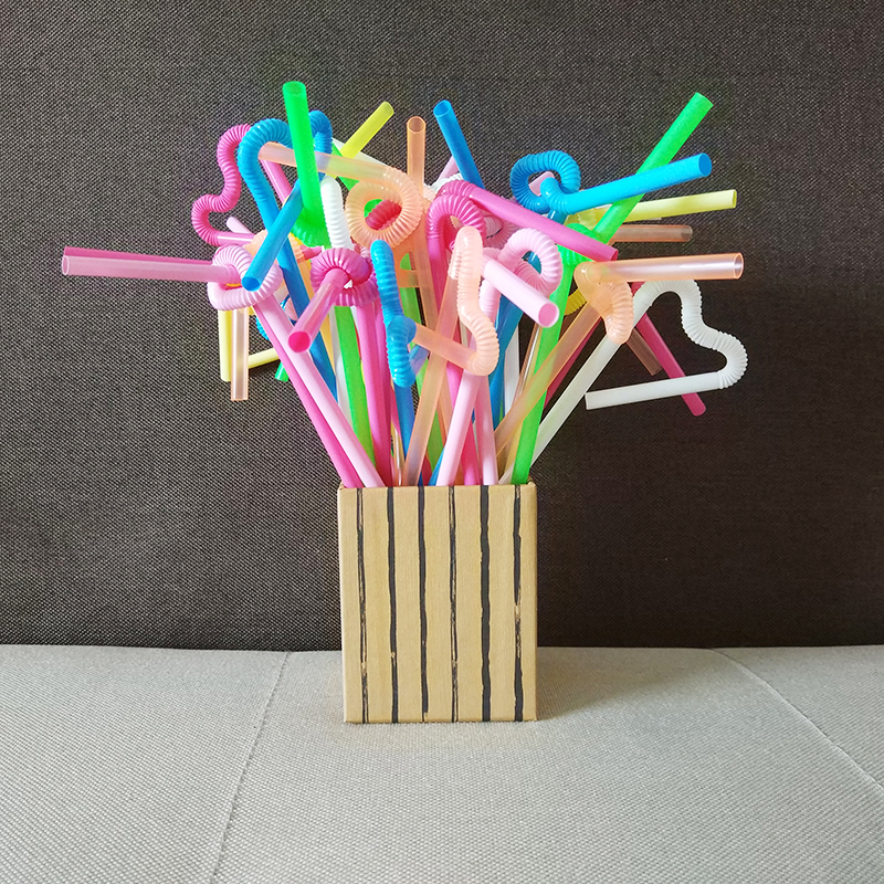 Disposable plastic straws for portable use