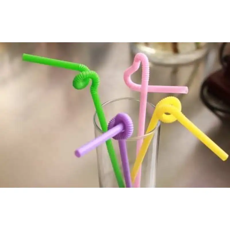 Colorful retractable disposable straws with various shapes