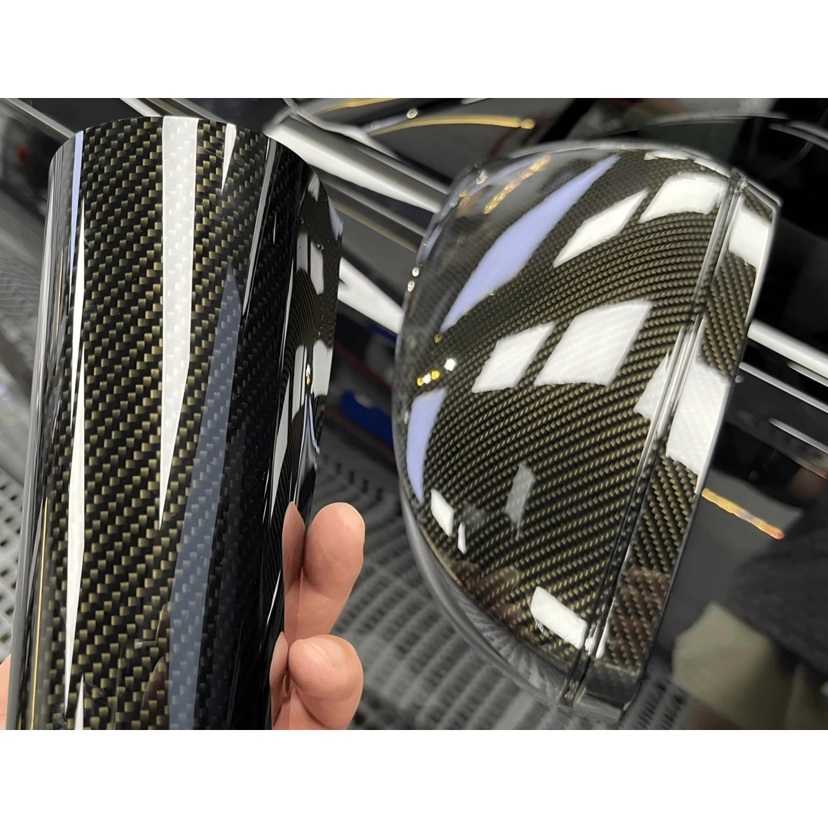 Gloss Emulational 9D Carbon Fiber Black Car Vinyl Wrap PET