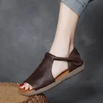  njxdsy 2024 Brown New Head Cowhide Open Toe Sandals
