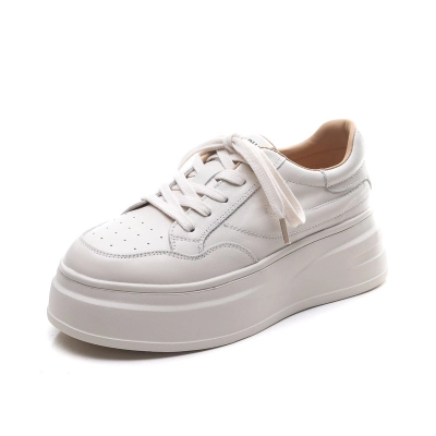  DreamSole 2024 White head layer cowhide lace-up thick bottom women's shoes 01