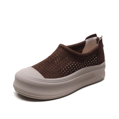  Velokicks Brown Leather Thick Bottom Flat Loafers Summer 01