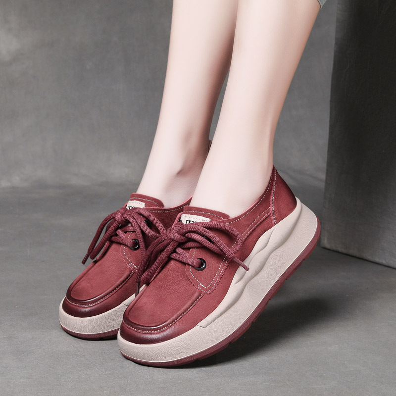  DreamSole Red head layer cow bago casual lace-up women's shoes