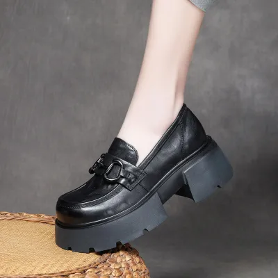  njxdsy Black Spring Retro Head Cowhide  Shoes 02