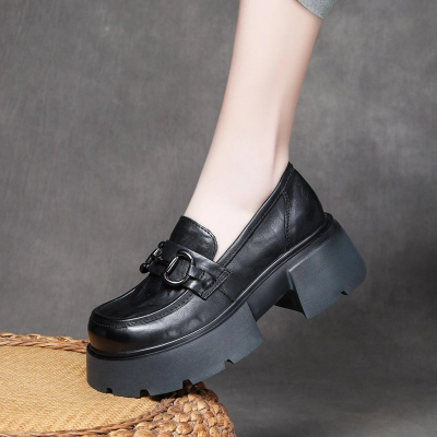  Velokicks Black Spring Retro Head Cowhide  Shoes 02