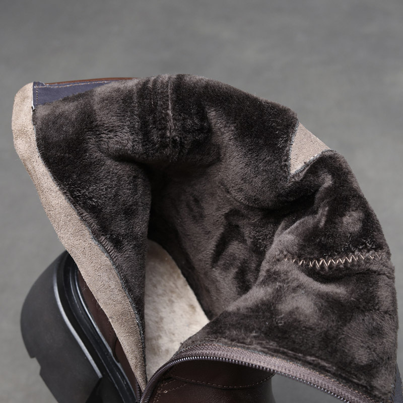 DreamSole Brown Cowhide Cotton Boots Women's Boots