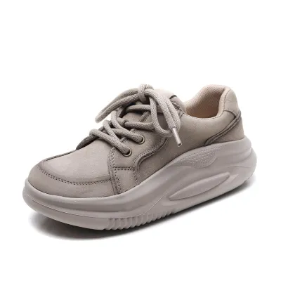 njxdsy Grey head layer cow bago casual lace-up women's shoes 01