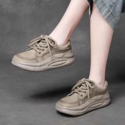 njxdsy Grey head layer cow bago casual lace-up women's shoes 02