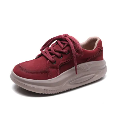 njxdsy Red head layer cow bago casual lace-up women's shoes 01