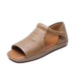 njxdsy 2024 Apricot New Head Cowhide Open Toe Sandals
