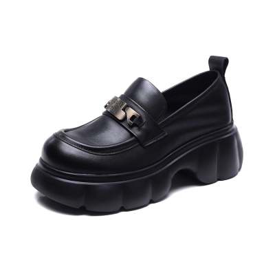 njyxdsy Black Yoshiki 24 Leather Round Toe Loafers  01