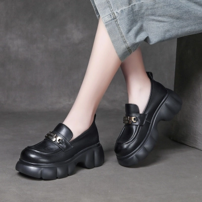 njyxdsy Black Yoshiki 24 Leather Round Toe Loafers  02
