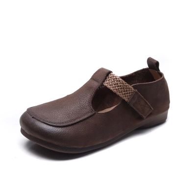 njyxdsy Brown Head Cow Baggo Casual Flat Women's Shoes  01