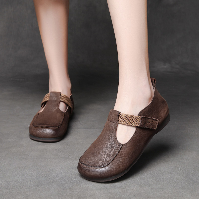 njyxdsy Brown Head Cow Baggo Casual Flat Women's Shoes 