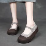 njyxdsy Grey Velcro Vintage Scuffed Color Women's Shoes