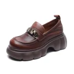 njyxdsy Khaki Yoshiki 24 Leather Round Toe Loafers 