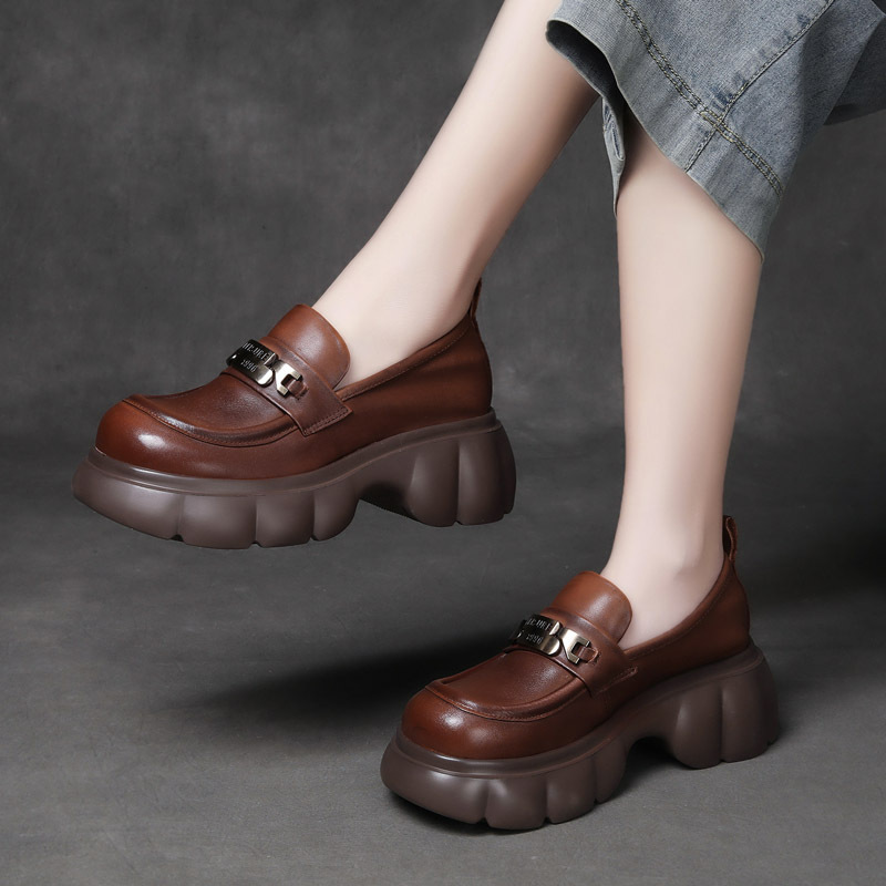 njyxdsy Khaki Yoshiki 24 Leather Round Toe Loafers 