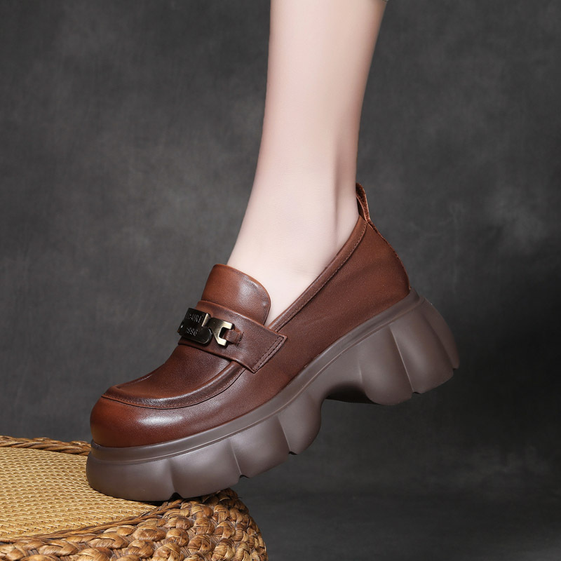 njyxdsy Khaki Yoshiki 24 Leather Round Toe Loafers 