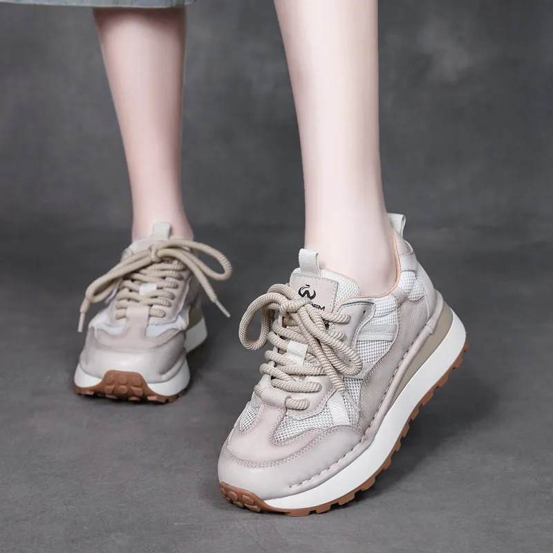 njxdsy Grey leather casual sports style lace up non-slip  shoes