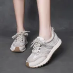 njxdsy Beige cowhide mesh breathable casual shoes 