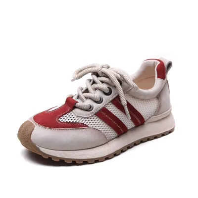 njxdsy Red cowhide mesh breathable casual shoes  01