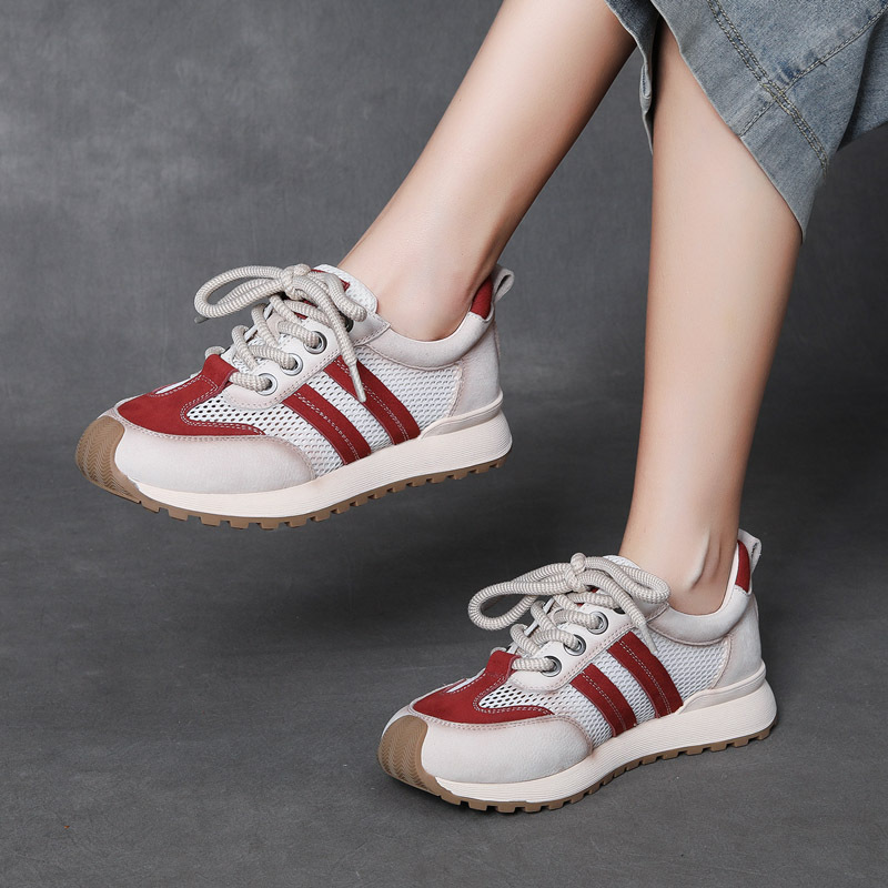 DreamSole Red cowhide mesh breathable casual shoes 