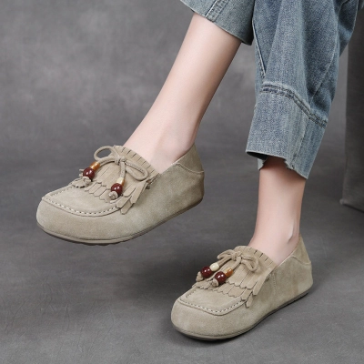 DreamSole Retro Beaded Tassel Single Shoes Grey 02