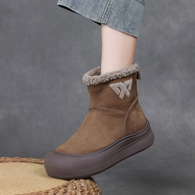 DreamSole Thick and Warm Woolen Boots Khaki 01