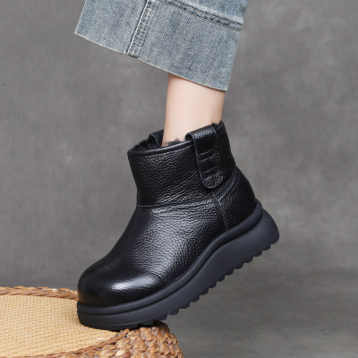 DreamSole Thick Soled Suede Leather Vintage Martin Boots Black 01