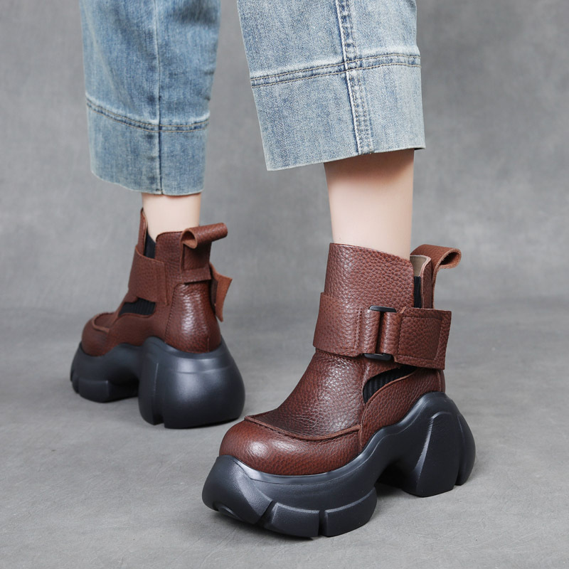 DreamSole Thick Soled Suede Leather Vintage Martin Boots Brown