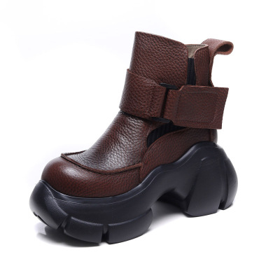 DreamSole Thick Soled Suede Leather Vintage Martin Boots Brown 01