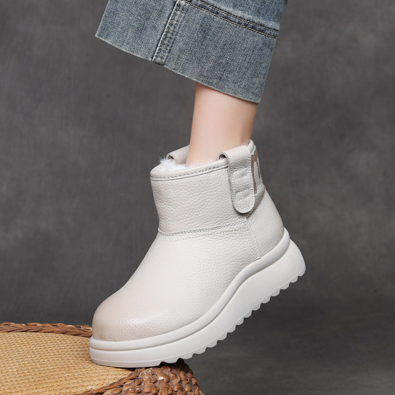 DreamSole Leather Anti-Slip Thickened Thermal Cotton Shoes Grey