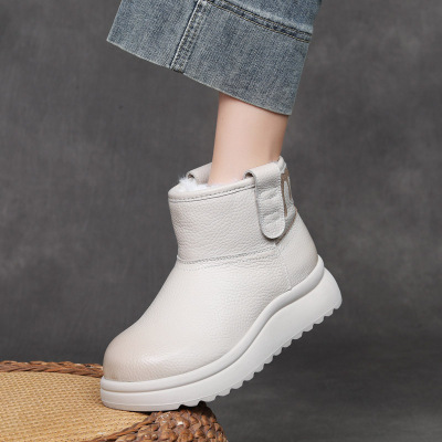 DreamSole Leather Anti-Slip Thickened Thermal Cotton Shoes Grey 01