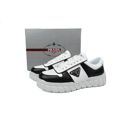 Prada Low-Top Sneakers Serrated Black And  White 02