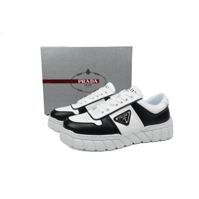 Prada Low-Top Sneakers Serrated Black And  White 02