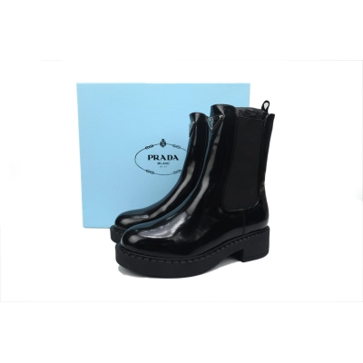 Prada Monolith patent leather booties black 02