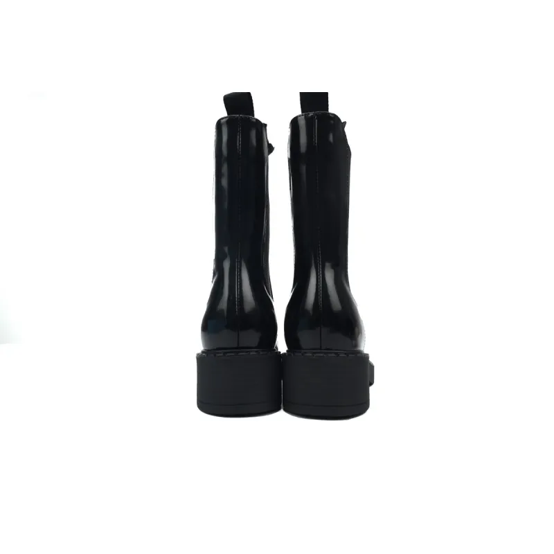 Prada Monolith patent leather booties black