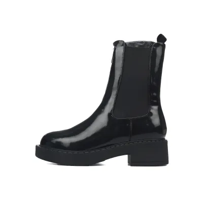 Prada Monolith patent leather booties black 01