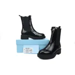 Prada Monolith patent leather booties black