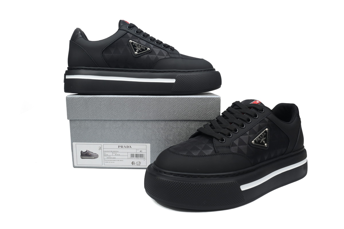 Prada Platform Sneakers Black Plaid