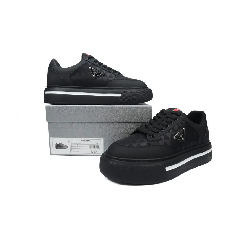 Prada Platform Sneakers Black Plaid